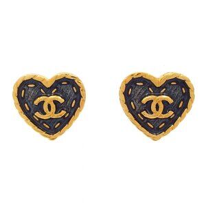 Chanel Coco Earrings Navy Gold